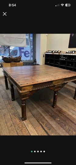 ABC carpet & home Moroccan Inspired Wood Carved Table W/brass accents 