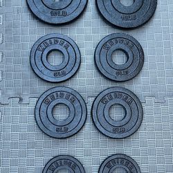 OLYMPIC LIGHTWEIGHT SET OF PLATES (PAIRS OF)  10s  &  2.5s   &  (FOUR)  5s