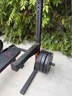 Rogue Home Gym Package – Monster Lite Squat Stand, Olympic Bar, 230 lb Rogue Bumpers & Bench – $995