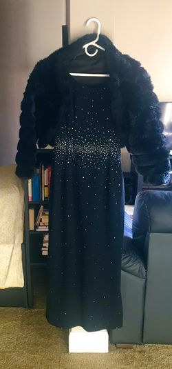 Vintage Frances Prisco full length black sequined dress