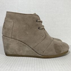 TOMS Kala Tan Classic Comfort Modern Chic Fashion Wedge Bootie Shoes Wmns Sz 7.5