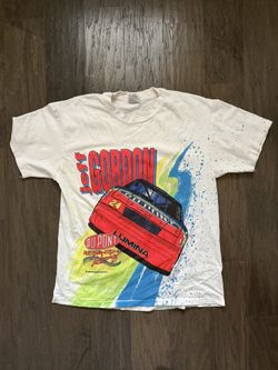Vintage 1993 Single Stitch All over Print Jeff Gordon DuPont NASCAR Tee on a Hanes Heavyweight