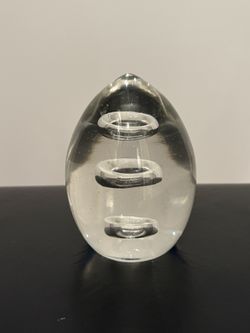 Egg Shaped Glass Paperweight 