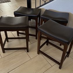 Set of 4 Saddle Stools Faux Leather 