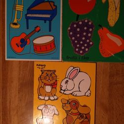 Vintage Playskool Wooden Beginner Puzzles (3)