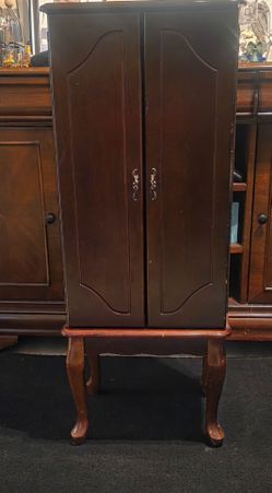 Dark Wood Jewelry Armoire Cabinet