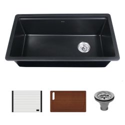TECASA 33-inch granite-composite single-bowl undermount/workstation sink