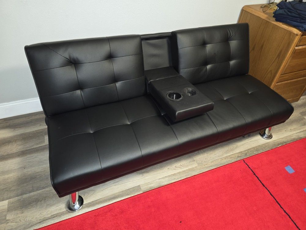 Black Leather Futon