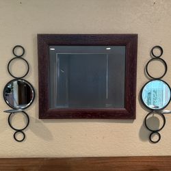 (Set Of 2) Iron Mirrored Wall Sconces