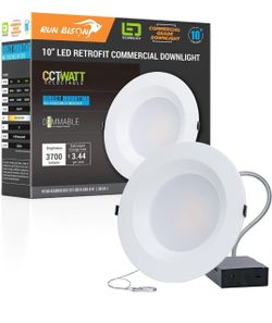 (New in Box) 10 Inch Recessed LED Commercial Downlight with J-Box, Wattage Adjustable 22/29/37.5W,3 Color Selectable 3000K-5000K, 120-277V,0-10V Dimma