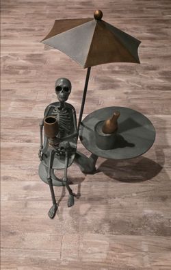Whimsical Skeleton Bistro Sculpture