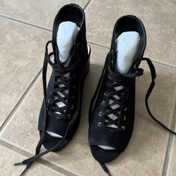 Laced Black Booties Size 5.5