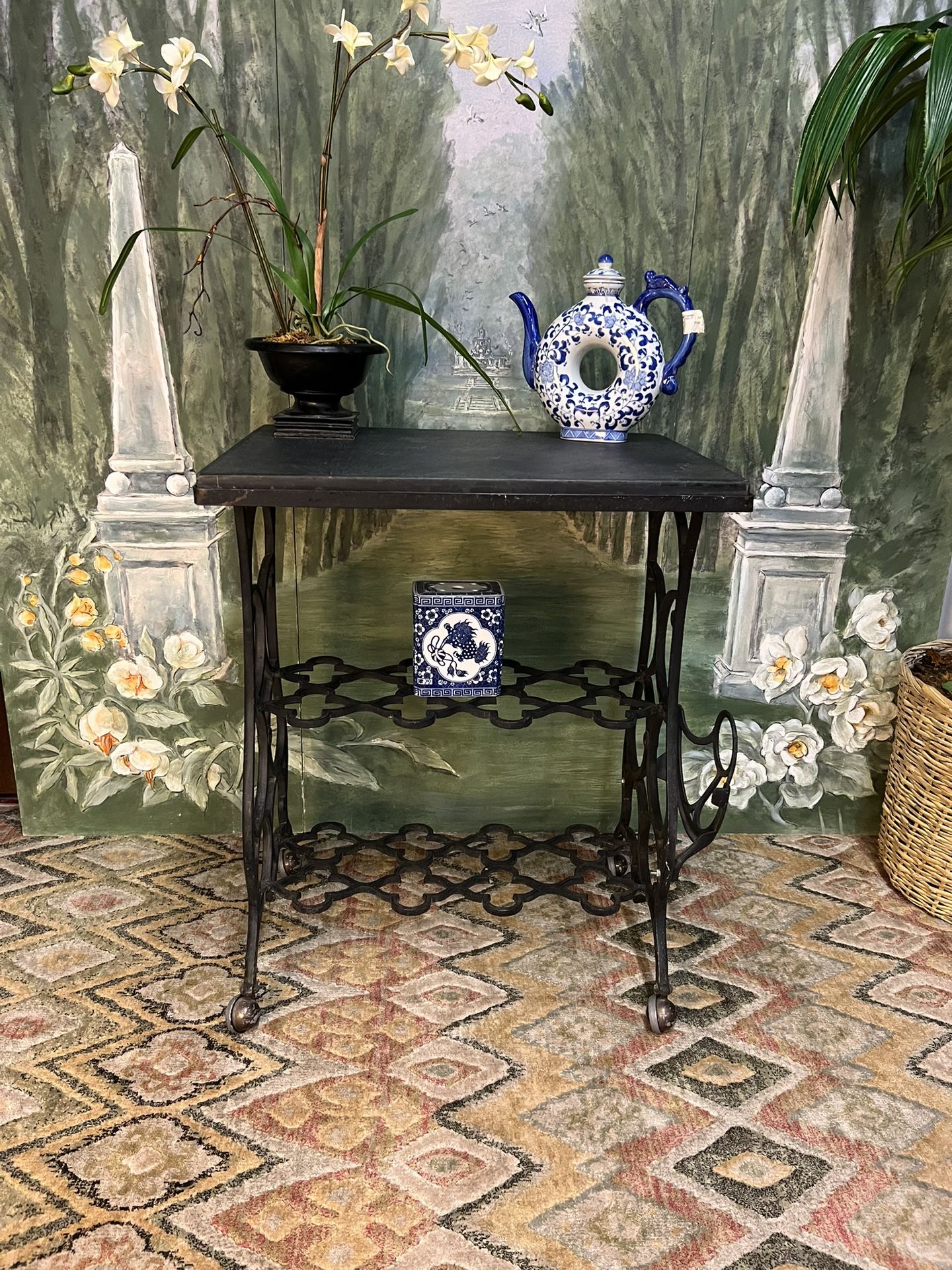 Antique Cast Iron Sewing Console Table (Delivery Service Available)