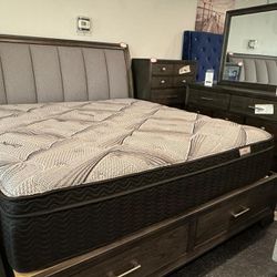 Queen Size Bed Dresser & Mirror $1179. Mattress & Other Pieces Are Available. We Can Deliver & Set Up 