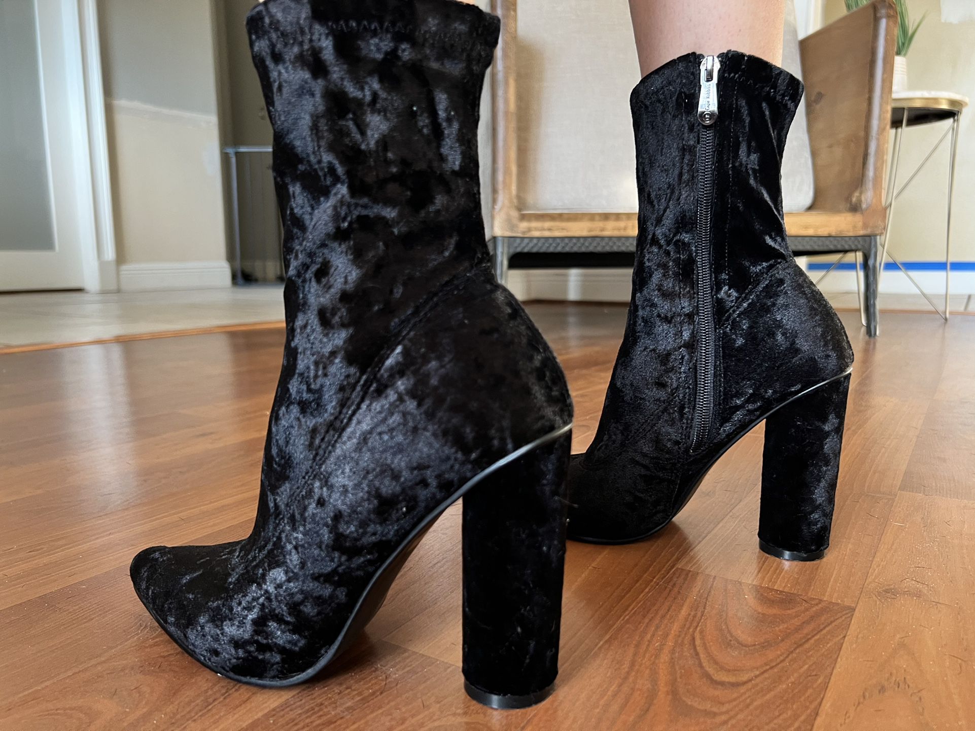 Black Boots: Velvet Booties