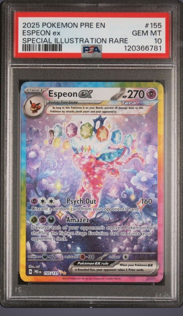 Psa 10 Espeon ex #155 Pokemon Prismatic Evolutions 
