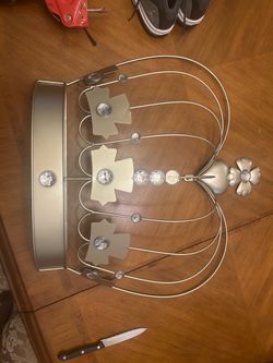 Silver Metal Crown Wall Decor with Jewels