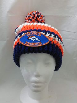 DENVER BRONCOS INSPIRED BEANIE (HANDMADE)