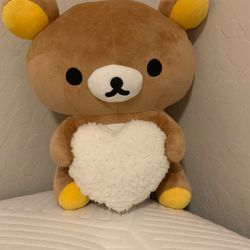  San-X Rilakkuma White Fluffy Heart Plush 14” Large Stuffed Animal Teddy Bear NWT
