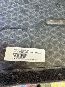 Chevy Chevrolet Sonic Shelf ASM-R/CMPR ST0 BLK part # (contact info removed)6