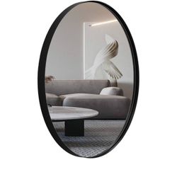 ANDY STAR Oval Bathroom Mirror, Black Oval Mirror for Bathroom, Oval Vanity Mirror for Bathroom, 20x28’’ Oval Wall Mirror Pill Shaped Mirror Stainless