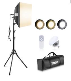 Torjim Softbox Photography Lighting Kit, 16'' x 16'' Professional Softbox Lighting Kit with 85W 3000-7500K LED Bulbs, Studio Lights for Photography/Vi