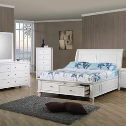 Twin Bed In White Finish with 2 Storage Drawers! Lowest Prices Ever!