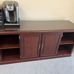 Credenza- Wood With Glass Top - Cherry