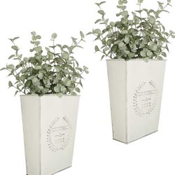 Set of 2 Farmhouse Metal Wall Planter,Rustic Wall Decor Country Hanging Wall Vase Box for Plants Flower Home Decoration