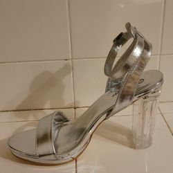 Sexy Forever Clear And Silver Heels Size 8.5