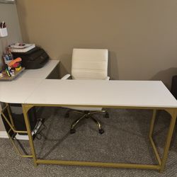 Gold & White Desk / Chair 
