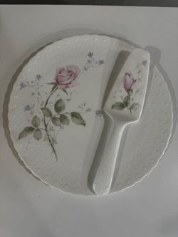 Mikasa April Rose 12" Cake Plate and Server Set - Bone China B2053