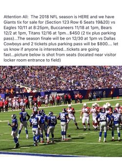giants fan!!! Tickets for sale, outstanding seats.