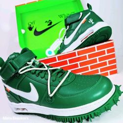 Nike Air Force 1 Mid Men's Shoes Off-White Pine Green Men 13 US UK 12 EUR 47.5