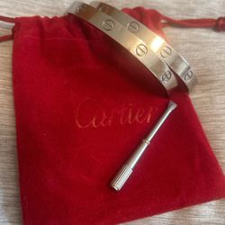 Cartier Silver Bracket With Bag And Tool