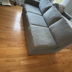 Steel Blue Four Person Sofa