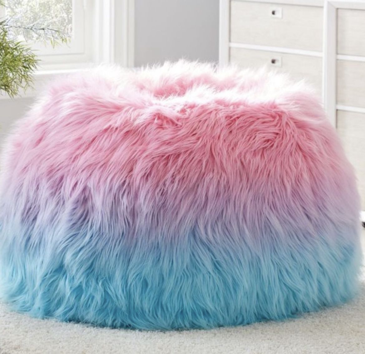 Pottery Barn Teen Faux Fur Snowcone Bean Bag With Cover 