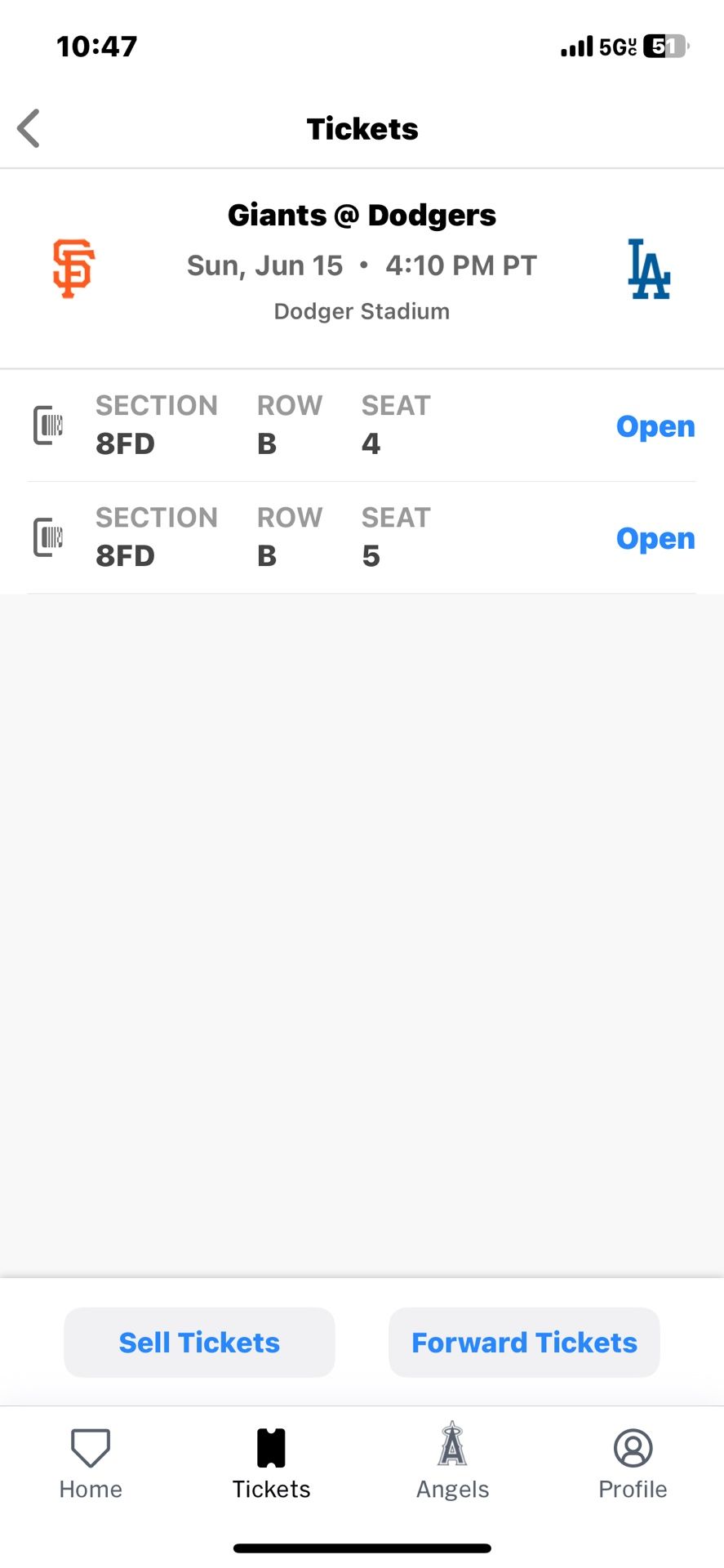 Dodger Game Sunday June 15