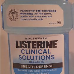 BRAND NEW Listerine Clinical Solutions Zero Alcohol Mouthwash 16.9 oz/500ml