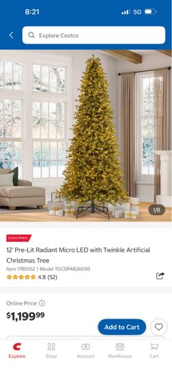 Costco 12 ft Pre-Lit Christmas Tree – Radiant Micro LED with Twinkle