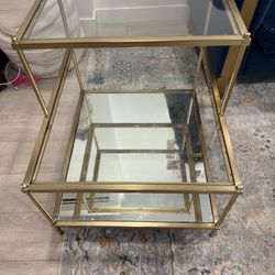 West elm Gold and Glass Nesting Table