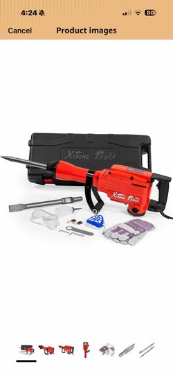 XtremepowerUS 2200W Demolition Jack Hammer Flat Chisel Bull Point Chisel Bits Demo Chipping Hammer Concrete Pavement Breaker DIY Construction Concrete