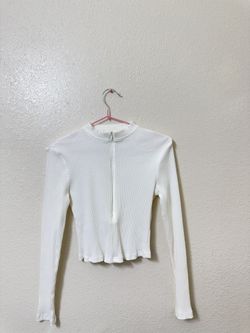 White Long Sleeve Cropped Shirt 