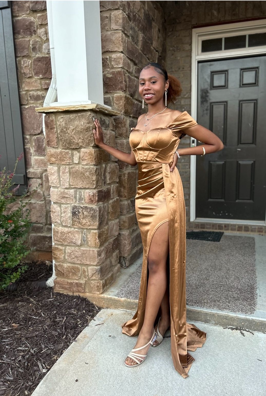 Off Shoulder Satin Corset Dress
