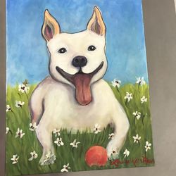 Pit Bull Original painting. Large 16x20