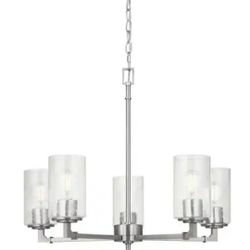 Luxury Chandelier 5 Lights Brushed Nickel Clear Seeded Glass