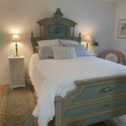Antique Victorian Bed Original Cottage Painted With Roses