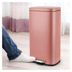 8/13.2 Gallon Step Trash Can, Stainless Steel Garbage Bin, Soft-Close Rubbish Bin with Removable Plastic Inner Bucket, Fingerprint-Proof, Lid Dustbin,