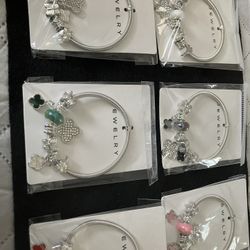 Silver Stretchy Clover Charm Bracelets 