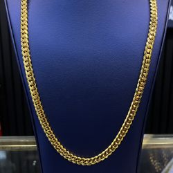 Handmade Miami Cuban Link Chain 14k Gold Over .950 Silver 7MM 24”  